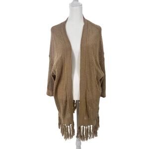 Ralph Lauren Lauren Jeans Co Fringe Cardigan Women’s M Tan Open Knit